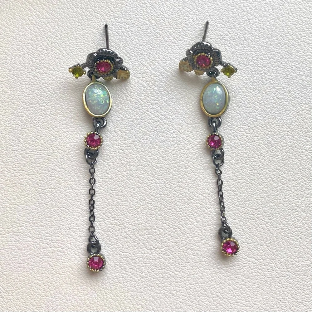 Elegant Silver and Pink Dangle Earrings